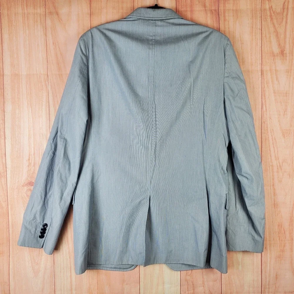 Banana Republic Blazer Jacket Mens 40 Gray Striped Tailored Fit Single Breasted